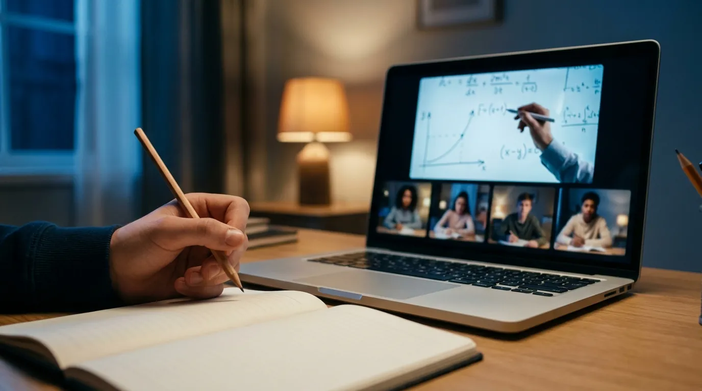 A small-group SAT class on Zoom with the tutor working on a shared whiteboard