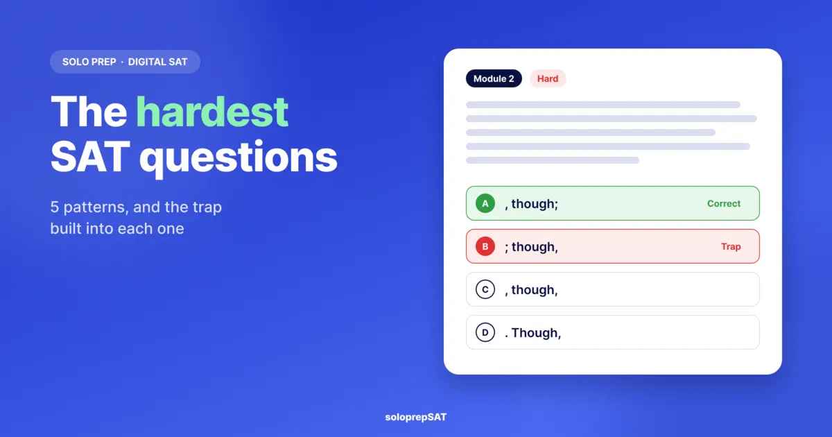 Hardest SAT questions: a hard Module 2 question with a tempting wrong answer marked as a trap
