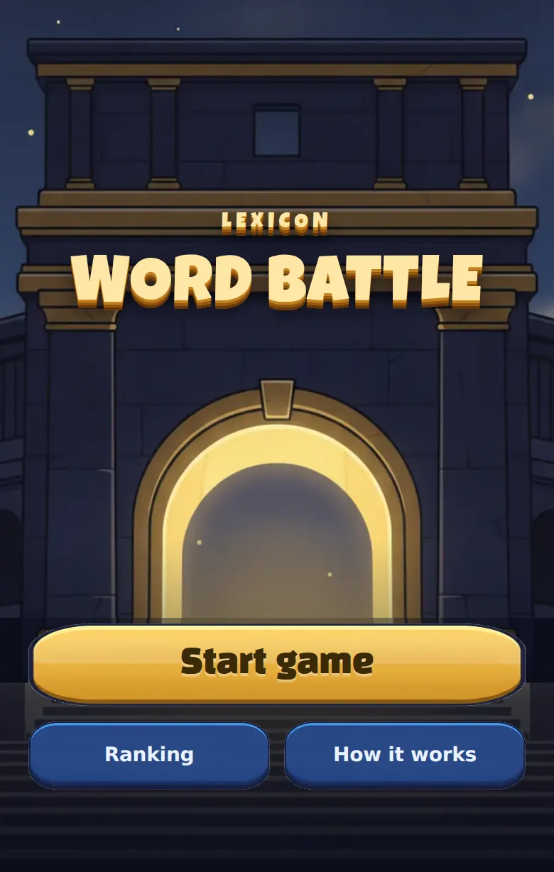 Word Battle lobby screen with the Start game and Ranking buttons